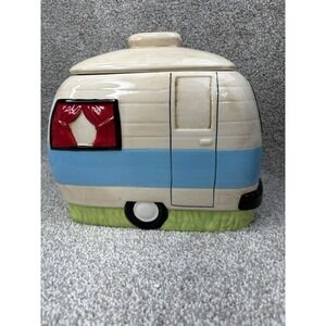 Creative Co-op Happy Camper Cookie Jar Kellie Montana Ceramic Camper R V Kitchen